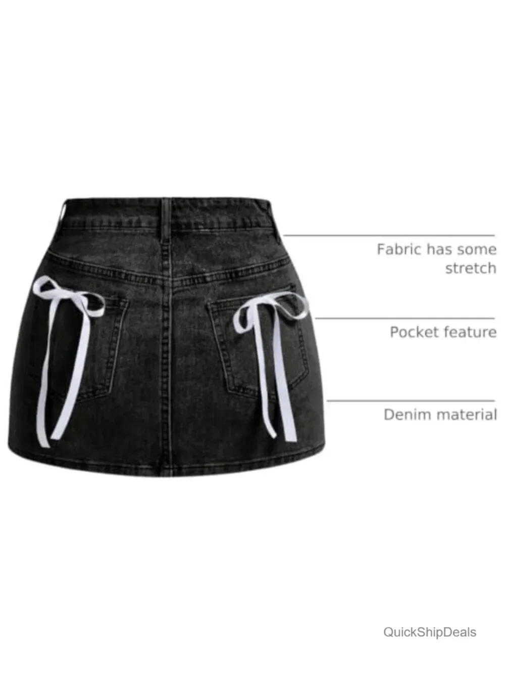 High Waist A-Line Denim Mini Skirt with Bow
